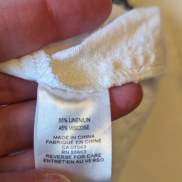 Athena Marie szS linen blend sleeveless embroidered white shift dress EUC - Picture 3 of 7